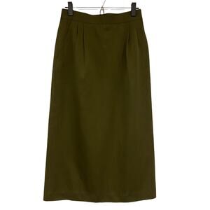 Vintage Evan Davies Womens Size 10 Olive Green High Waist Wool Straight Skirt